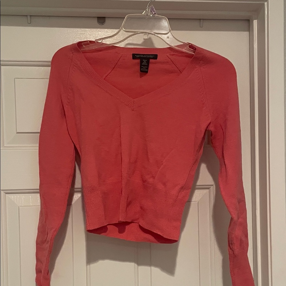Maurices Coral Long Sleeve V-Neck Top